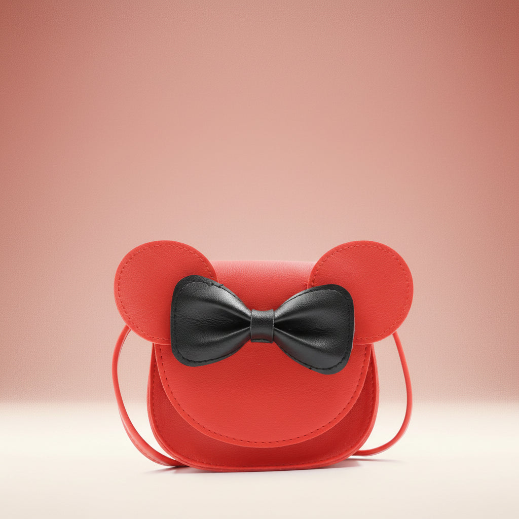 Girls Purse Cute Mouse Crossbody Bag Bow PU Mini Handbag