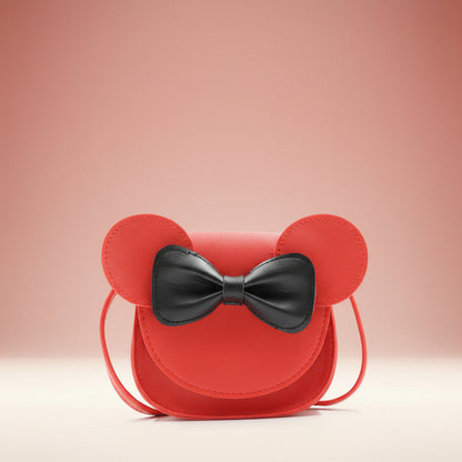 Girls Purse Cute Mouse Crossbody Bag Bow PU Mini Handbag