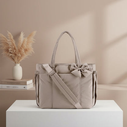 Tote Bag Womens Bow Nylon Shoulder Handbag Work Travel