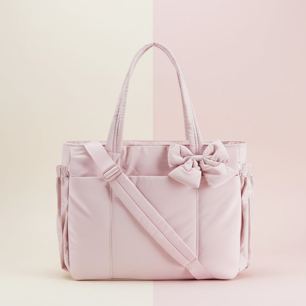 Tote Bag Womens Bow Nylon Shoulder Handbag Work Travel