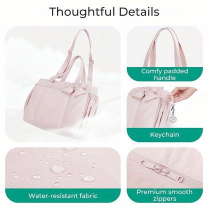 Tote Bag Womens Bow Nylon Shoulder Handbag Work Travel